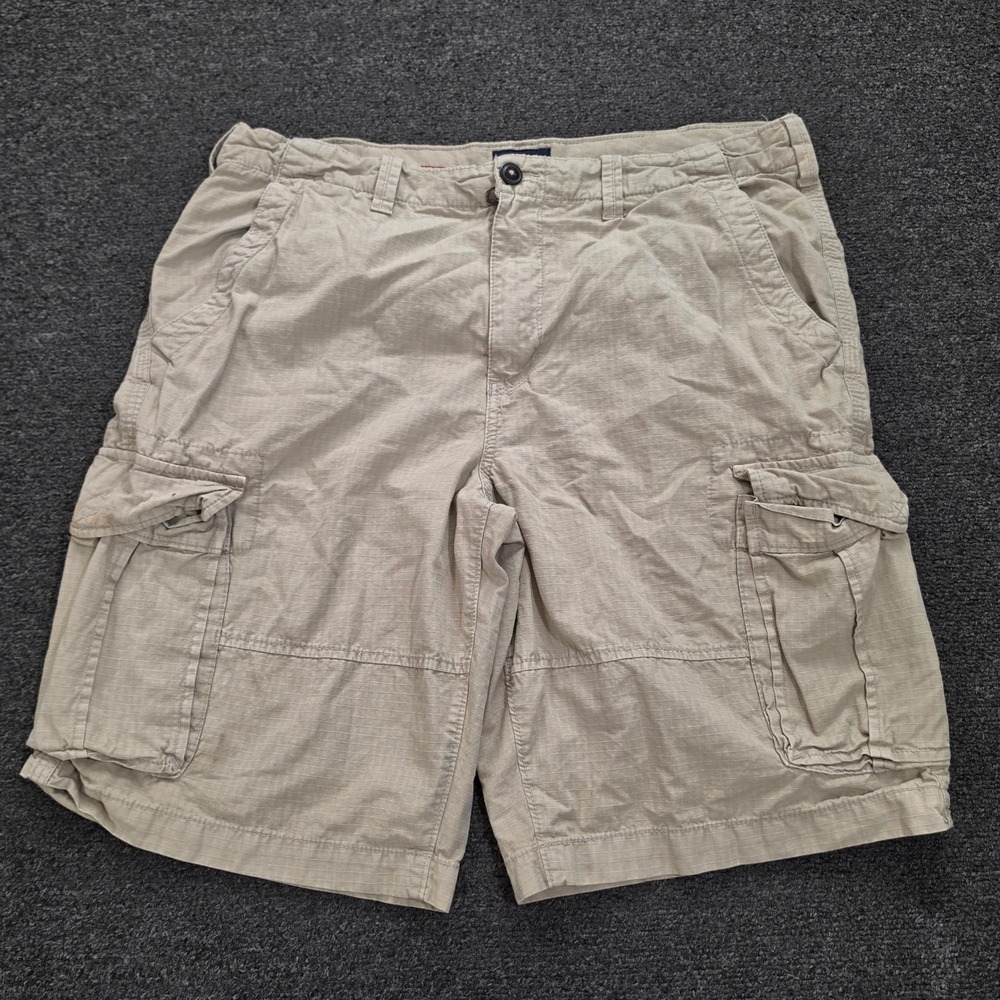 Vintage American Eagle Longboard Cargo Shorts Men's 38 Beige Khaki Ripstop Y2K